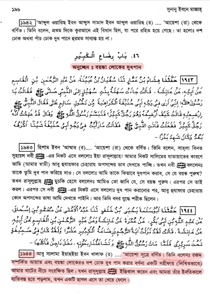 কোরআন সংকলন এবং পরিমার্জনের ইতিহাস 40 বয়ষ্ক লোকের দুধপান